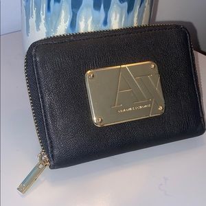 Armani exchange black zip wallet